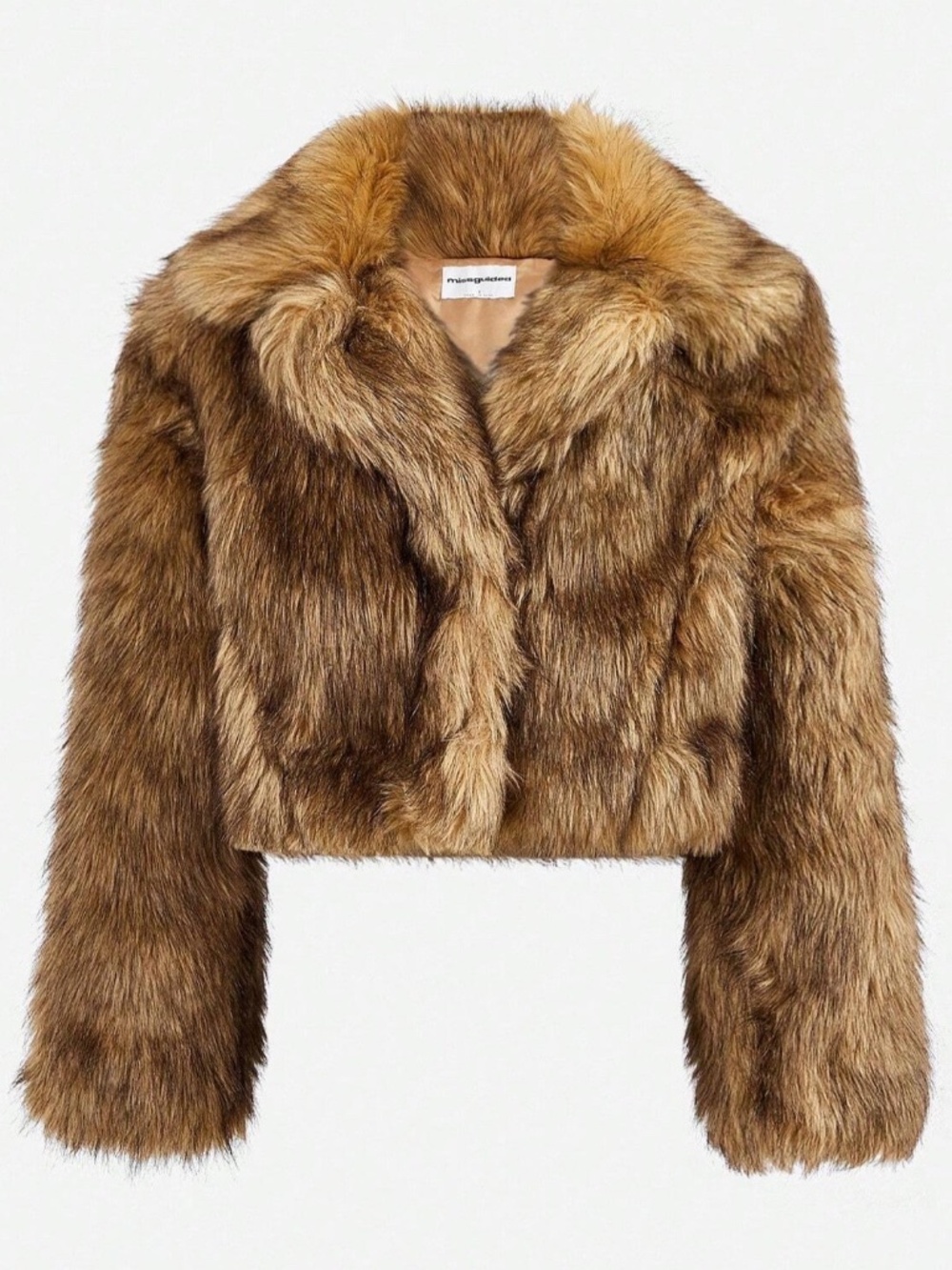 Missguided Faux Fur Coat Jacket Brown Cropped Y2K Mob Wife NWT L